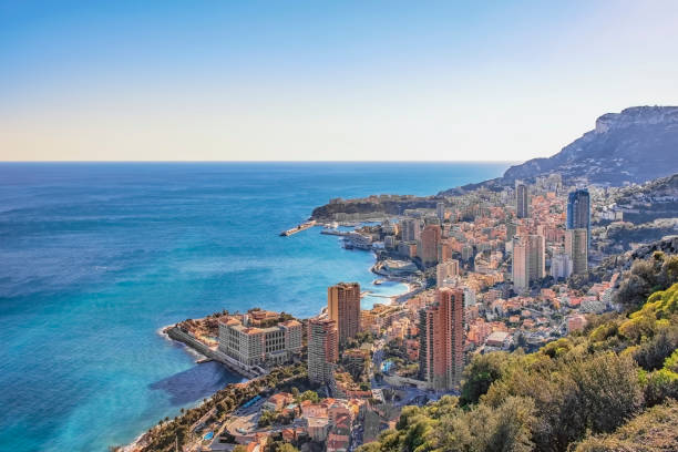 Monaco on the French Riviera Early morning in Monaco city monaco stock pictures, royalty-free photos & images