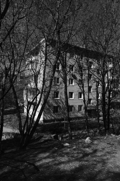 istock Apartment house behind the trees 1316421484