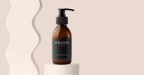 istock Cosmetic bottle with pump on cylinder podium stage and wave decor 3d realistic vector illustration. Mockup skincare product banner 1316423104