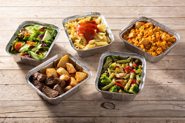 istock Take away healthy food in foil boxes 1316428474