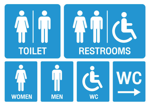 Print toilet signs. set toilet signs illustration vector. bathroom silhouettes stock illustrations