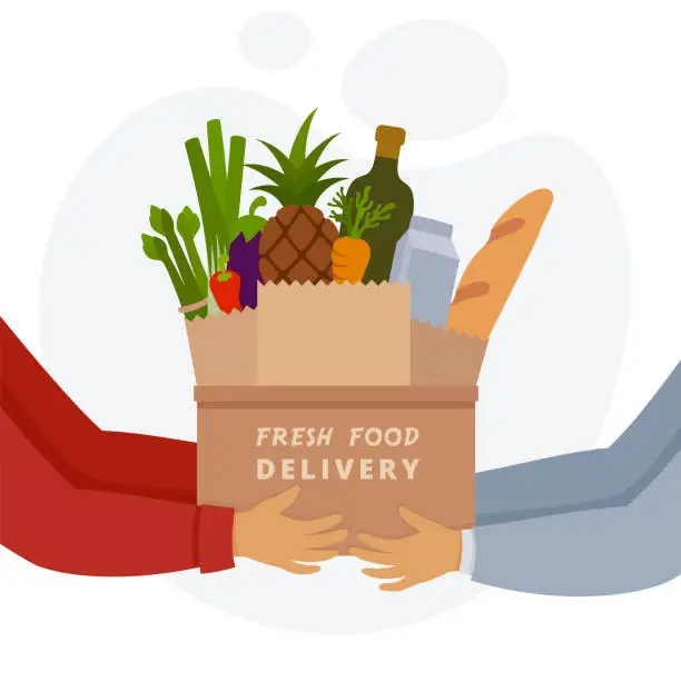 Vector illustration of Fresh food delivery.
