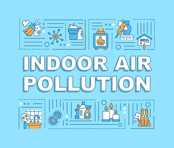 ilustraciones, imágenes clip art, dibujos animados e iconos de stock de bandera de los conceptos de la palabra contaminación del aire interior - air quality