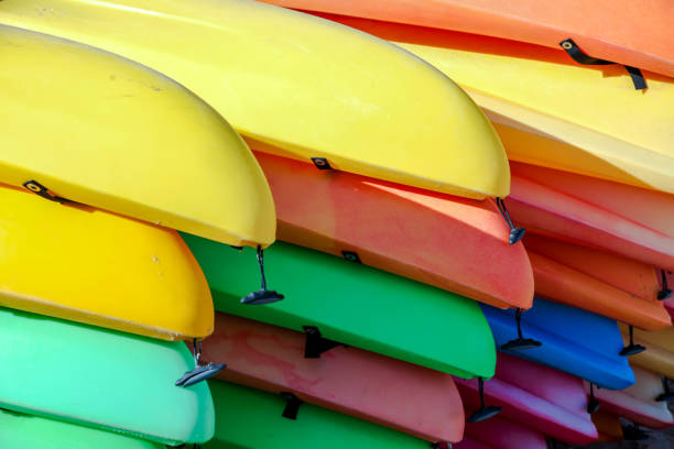 istock Background from many stacked colorful kayaks 1316435997