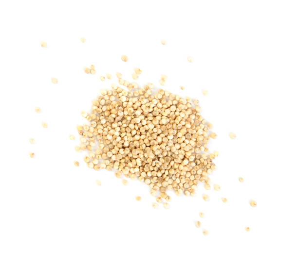 istock Pile of raw quinoa grains on white background, top view 1316441846