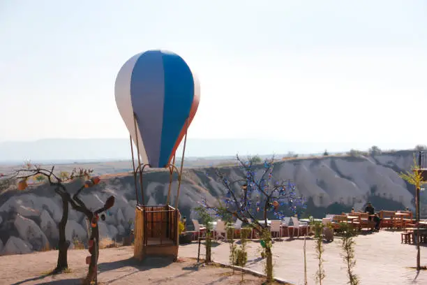 Balloon for aeronautics on the background of a mountains