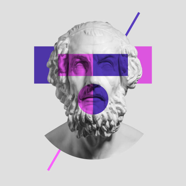 istock Contemporary art collage. Modern conceptual artwork with ancient statue. 1316447575