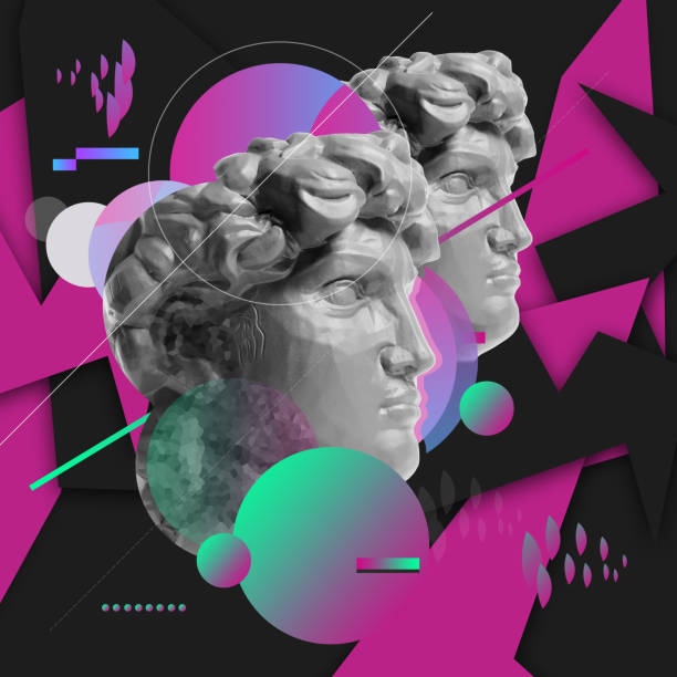 istock Contemporary art collage with antique statue head in a surreal style. 1316447588