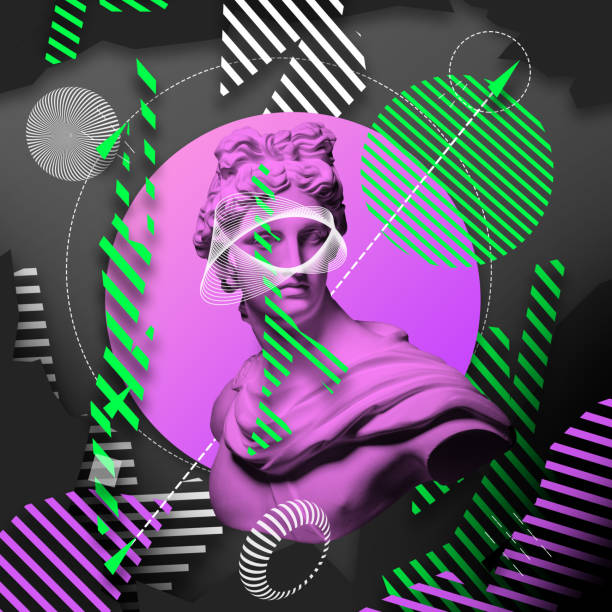 istock Contemporary art collage with antique statue head in a surreal style. 1316447597