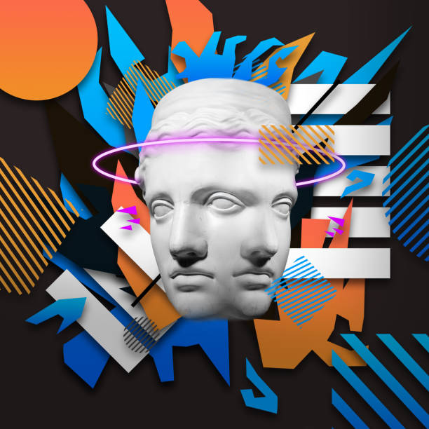 istock Modern conceptual artwork with ancient statue. Contemporary art collage. 1316447602