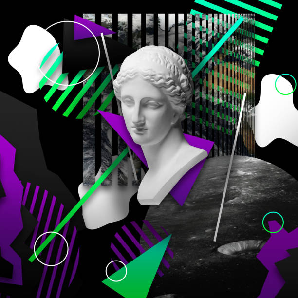 istock Contemporary art collage with antique statue head in a surreal style. 1316447603
