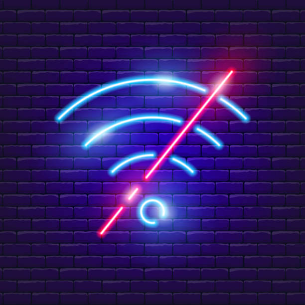 No wi-fi neon sign. Vector illustration for the design of advertising, website, promotion, banner, brochure, flyer. Concept connection. No wi-fi neon sign. Vector illustration for the design of advertising, website, promotion, banner, brochure, flyer. Concept connection free images online no copyright stock illustrations
