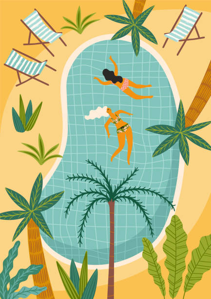 istock Vector illustration of tropical beach and swimming pool. Design element for summer concept 1316450636