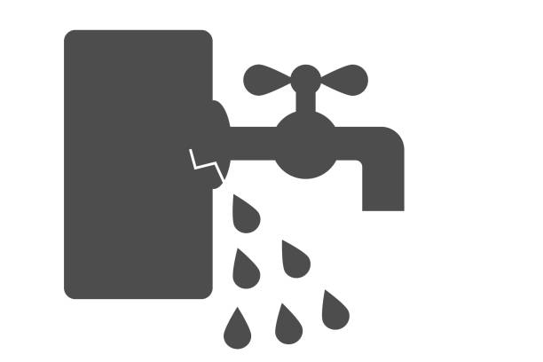 illustrazioni stock, clip art, cartoni animati e icone di tendenza di il rubinetto dell'acqua perde - bathroom water pipe faucet sink