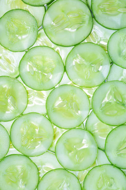 istock Fresh cucumber slices background,Fresh slice cucumber on white background 1316455171