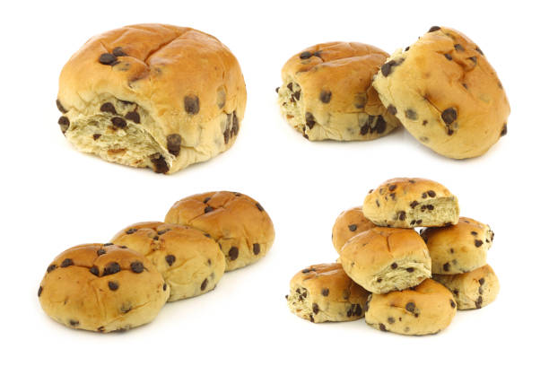freshly baked traditional dutch buns with chocolate chips