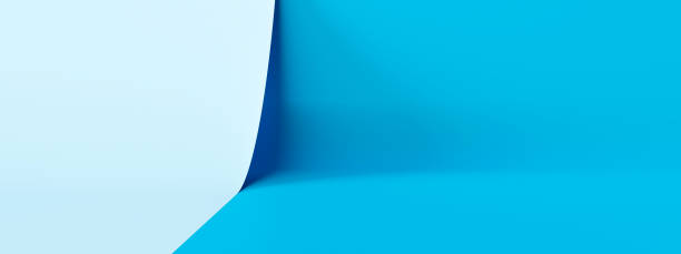 スタジオショーケースを背景にした白紙のモダンアートルームに、ライトブルーの製品ステージの背景や表彰台の台座のディスプレイ。3d レンダリング。 - art creativity art product blue ストックフォトと画像