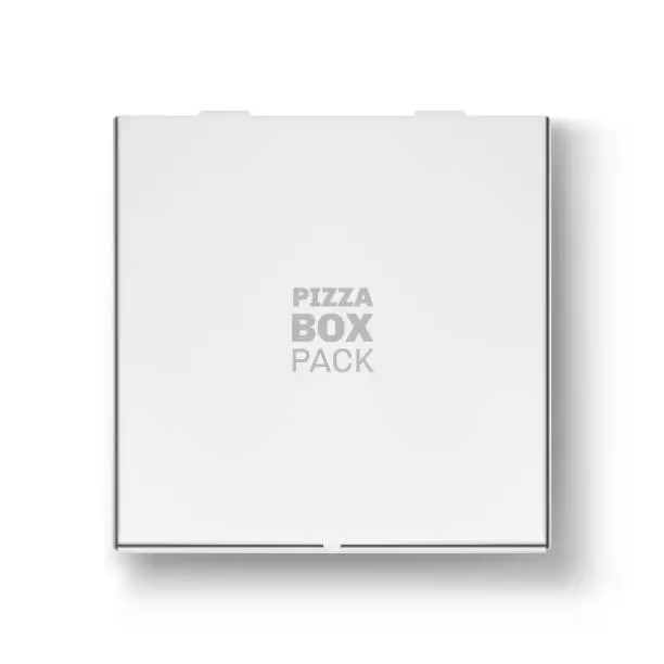 Vector illustration of Front view of closed pizza box pack mockup