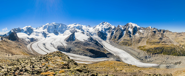 Feegletscher glacier in Wallis Alps in Switzerland.