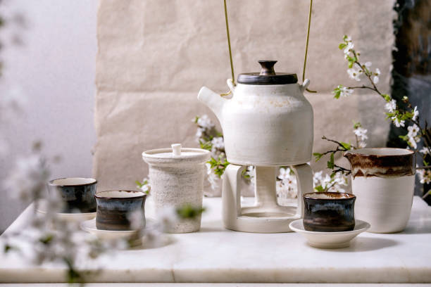 istock White and black handmade ceramic teapot for tea ceremony 1316460437