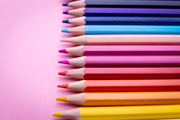 istock Colorful pencil set isolated on pink background 1316464048