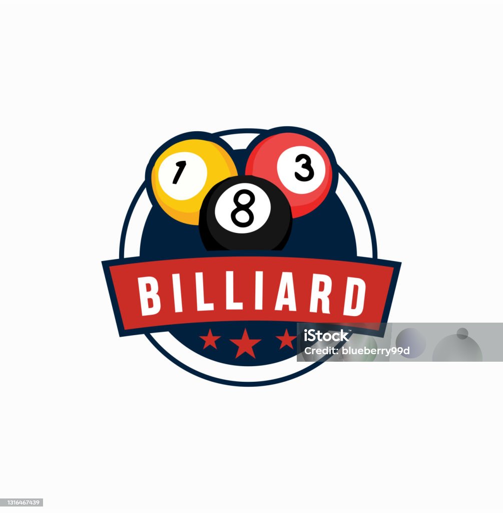 Billiard Template Design Emblem Badge Symbol. Billiards Pool Sport Icon Vector Stock Illustration - Royalty-free Snooker arte vetorial
