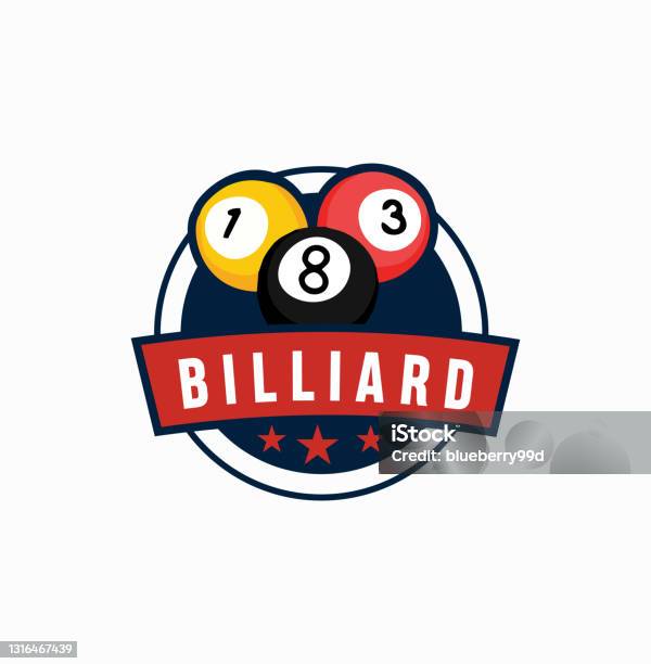 Billiard Template Design Emblem Badge Symbol Billiards Pool Sport Icon Vector Stock Illustration - Arte vetorial de stock e mais imagens de Snooker