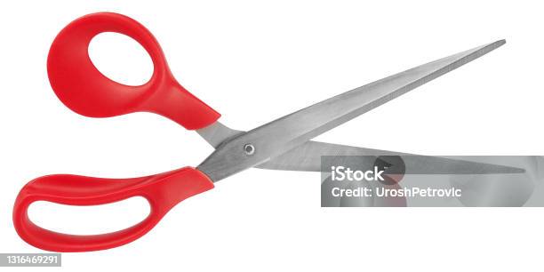 Lovely Modern Universal Scissors For Isolated On White Background Stock Photo - Download Image Now