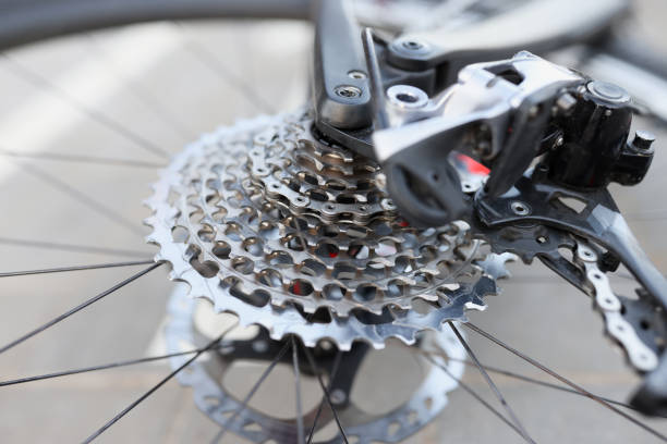 Rear bicycle cassette with wheel. Bicycle parts service concept