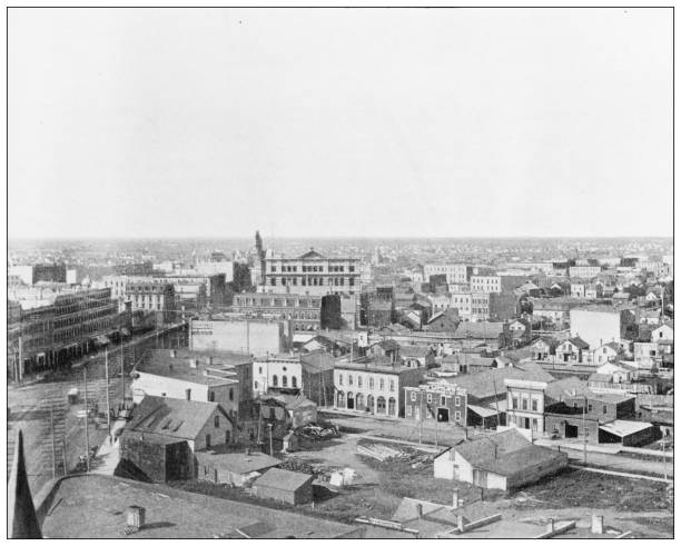 Antique black and white photograph of American landmarks: Winnipeg, Canada Antique black and white photograph of American landmarks: Winnipeg, Canada winnipeg photos stock illustrations