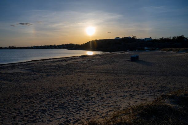 istock Beautiful orange sunset over an ocean bay. Picture from the Swedish west coast 1316476708