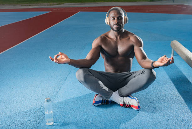 istock Relaxed African American men in Lotus position 1316476851