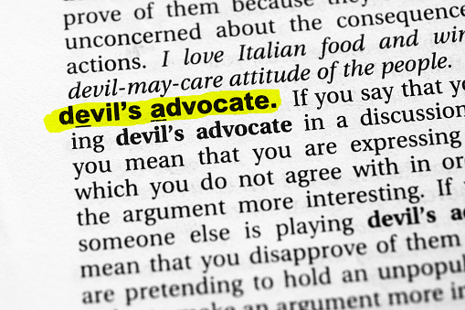 Highlighted word devil's advocate concept and meaning