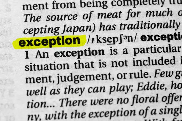 Highlighted word exception concept and meaning.