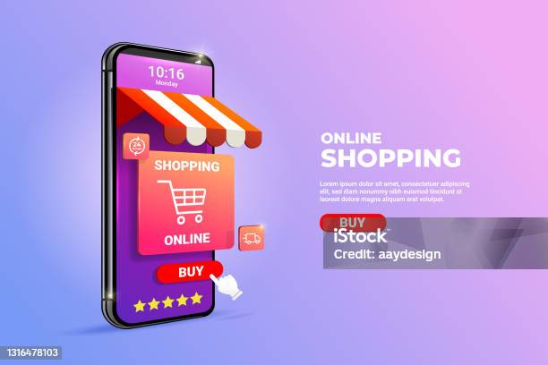 Ilustración de Conceptos De Compras En Línea Para Teléfonos Inteligentes 3d y más Vectores Libres de Derechos de Tienda - Lugar de comercio