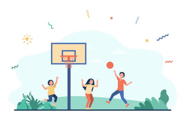 Animated Picture Of Kids Playing Basketball Stock Illustration - Download  Image Now - Basketball - Ball, Basketball - Sport, Cartoon - iStock