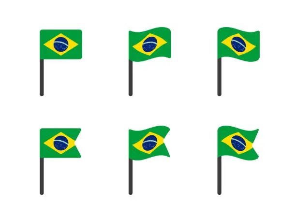 Vector illustration of Brazil flag icons set, symbols of the flag of Federative Republic of Brazil