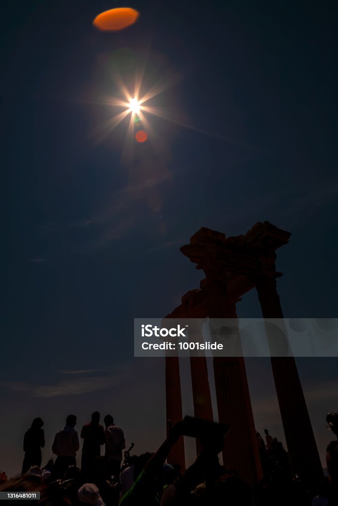 Solar Eclipse with Filter at Side, Antalya in Turkey. Temple of Apollo. Abstract Stock Photo Solar Eclipse with Filter at Side, Antalya in Turkey. Temple of Apollo. Abstract Stock Photo