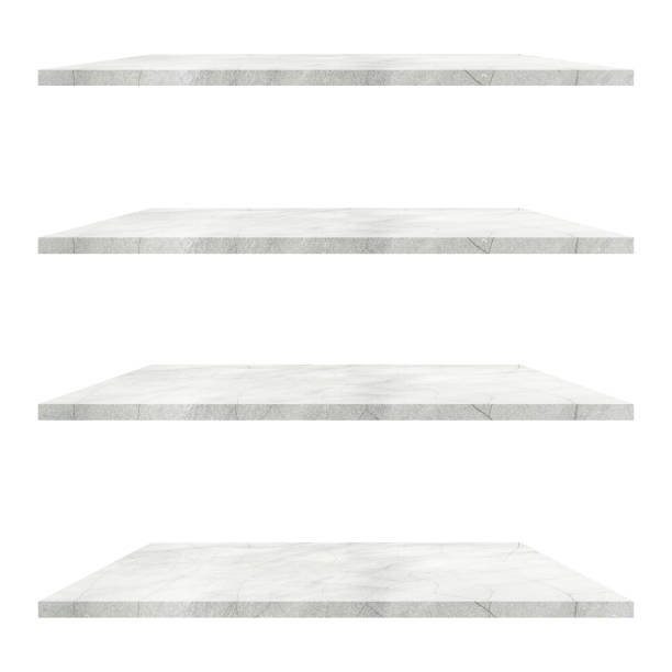 istock 4 concrete shelves table isolated on white background and display montage for product. 1316481878