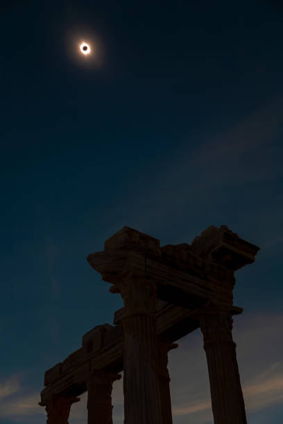 istock Solar Eclipse with Filter at Side, Antalya in Turkey. Temple of Apollo. 1316482967