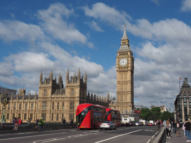 Houses of Parliament in London London, Uk - Circa June 2017: Houses of Parliament aka Westminster Palace seen from Westminster Bridge big ben stock pictures, royalty-free photos & images