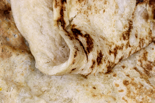 close-up of a slice of lavash bread