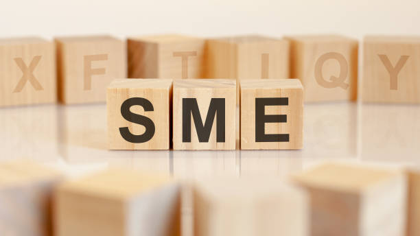 istock SME - small and medium enterprises - letters on wooden cubes on white background, concept 1316488953