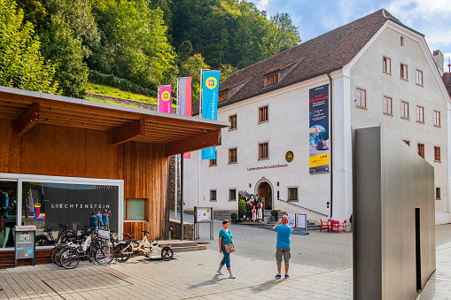 The Liechtensteinisches Landes Museum of Vaduz, hosted in the fifteenth century former government seat, collects elements of the history, culture and landscape of Liechtenstein. Tourists visiting.