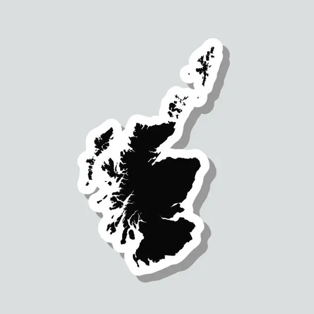 Vector illustration of Scotland map sticker on gray background