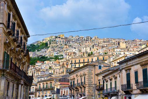 glimpse of historic building in modica Sicily Italy