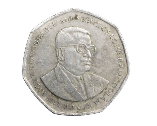 istock Mauritius ten rupees coin on a white isolated background 1316496392