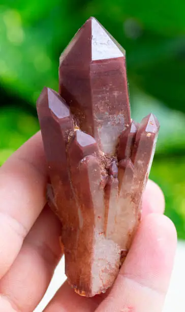 Photo of Red Quartz - mineral specimen rock quartz gem stone geology crystal