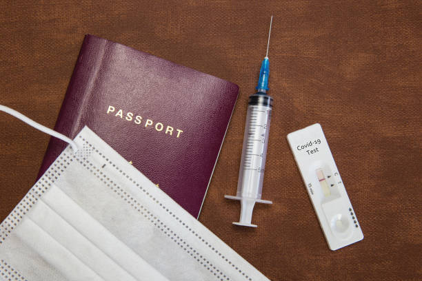 istock COVID-19, travel and lockdown concept, Passport with negative rapid test and syringe for requirement traveling coronavirus, virus,health,vaccination concept on natural brown leather background texture 1316502009