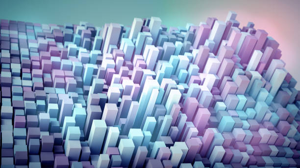 istock Abstract landscape of multi colored rectangle block shape pegs raising upward in a random structure 1316504441
